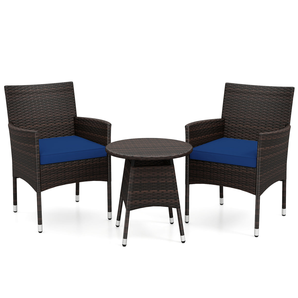 3 Piece Patio Furniture Set Outside Bistro Set for Porch-Navy