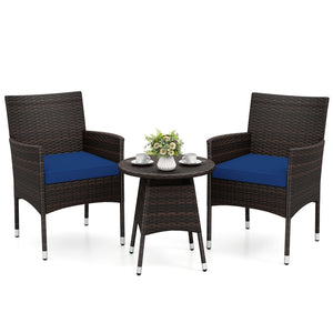 3 Piece Patio Furniture Set Outside Bistro Set for Porch-Navy