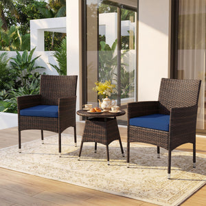 3 Piece Patio Furniture Set Outside Bistro Set for Porch-Navy