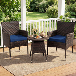 3 Piece Patio Furniture Set Outside Bistro Set for Porch-Navy