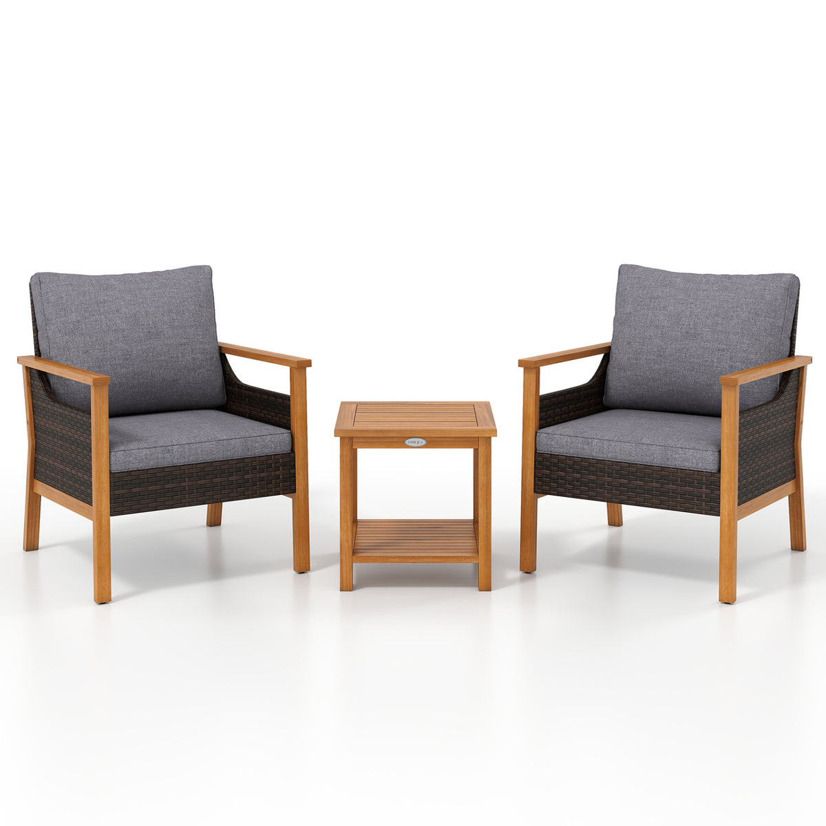 3 Piece Patio Furniture Set-Gray