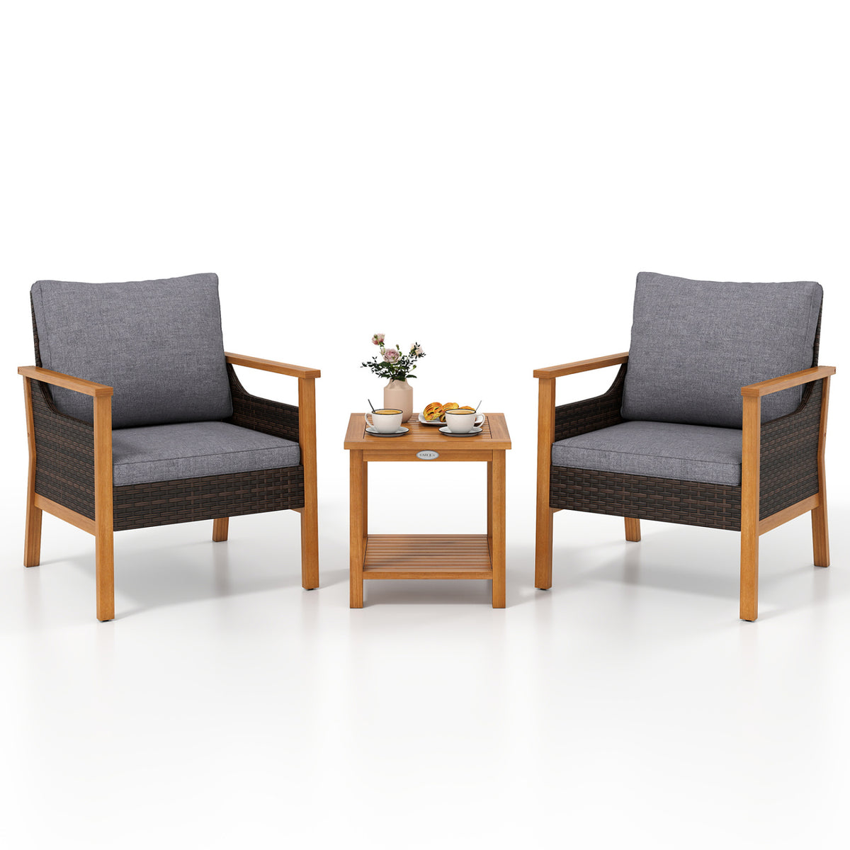3 Piece Patio Furniture Set-Gray