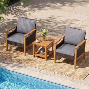 3 Piece Patio Furniture Set-Gray