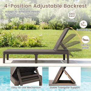 3-Piece Patio Set with 2 Adjustable Lounger Chairs and Rattan Side Table