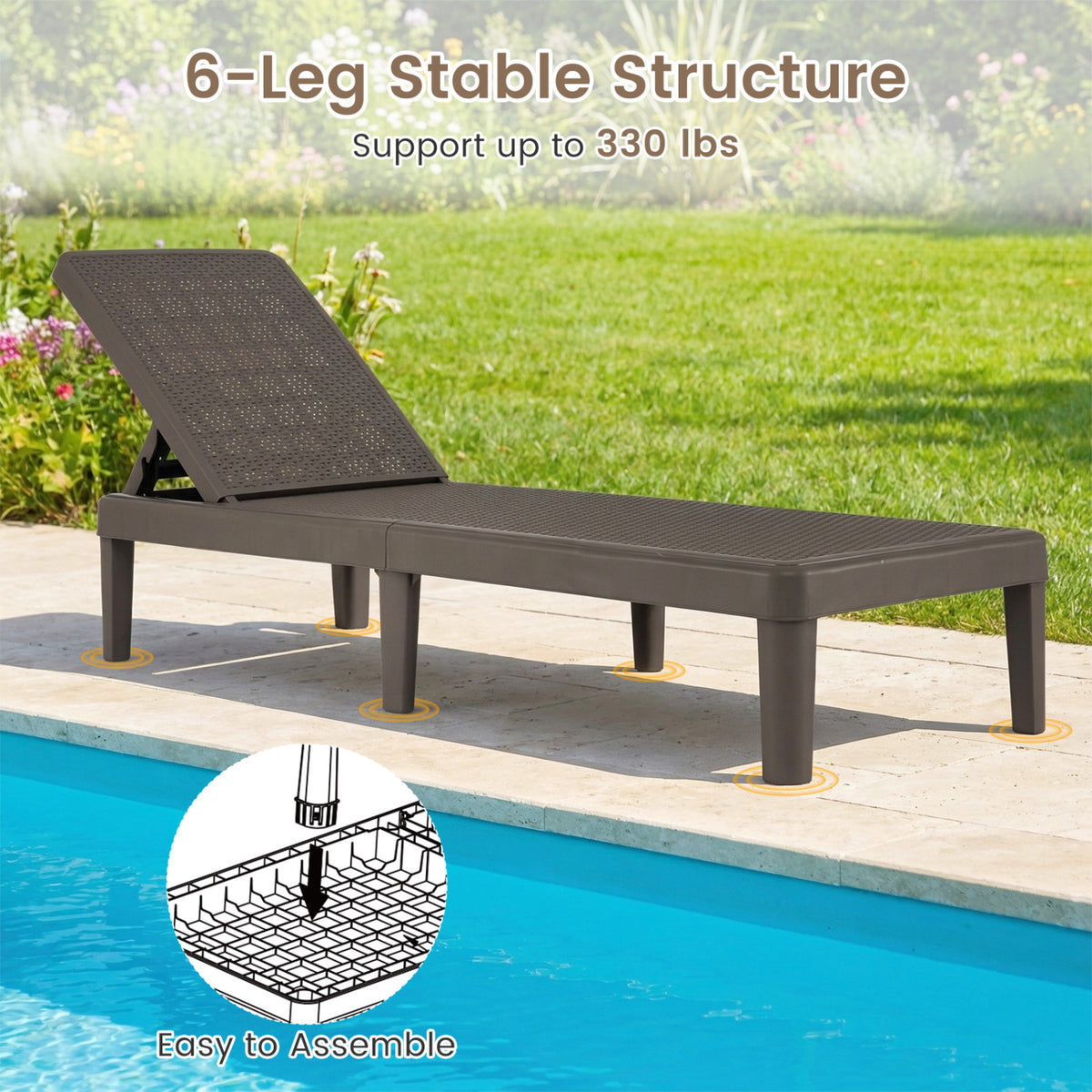 3-Piece Patio Set with 2 Adjustable Lounger Chairs and Rattan Side Table