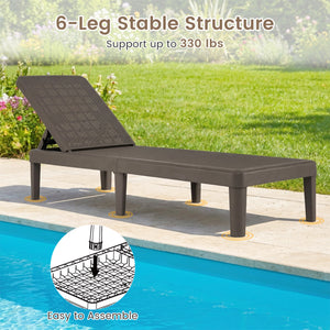 3-Piece Patio Set with 2 Adjustable Lounger Chairs and Rattan Side Table