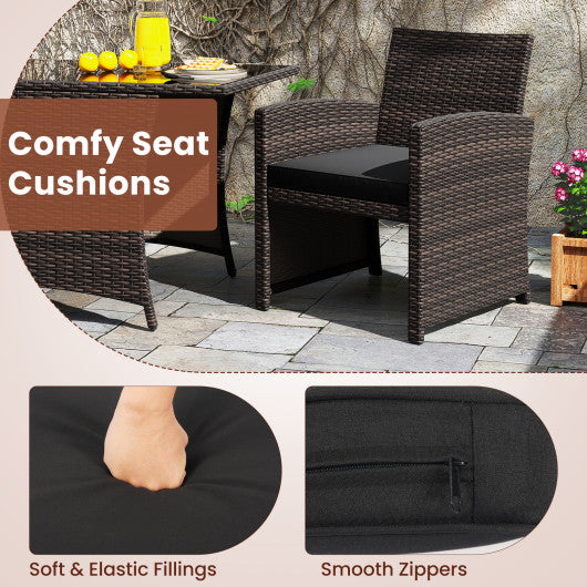 Patio PE Wicker Dining Chairs with Armrests and Metal Frame-Set of 2