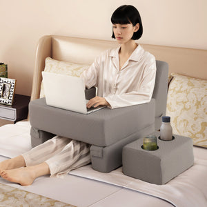 3-Piece Reading Pillow Set Extra Large Lap Desk with Coaster-Gray