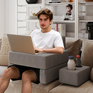 3-Piece Reading Pillow Set Extra Large Lap Desk with Coaster-Gray