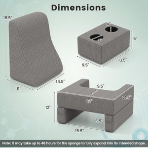 3-Piece Reading Pillow Set Extra Large Lap Desk with Coaster-Gray