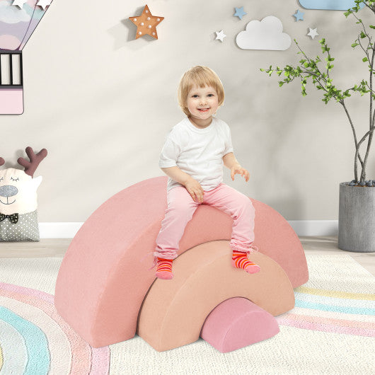 3 Piece Toddlers Climbing Toys Indoor Soft Play Equipment Playset-Pink