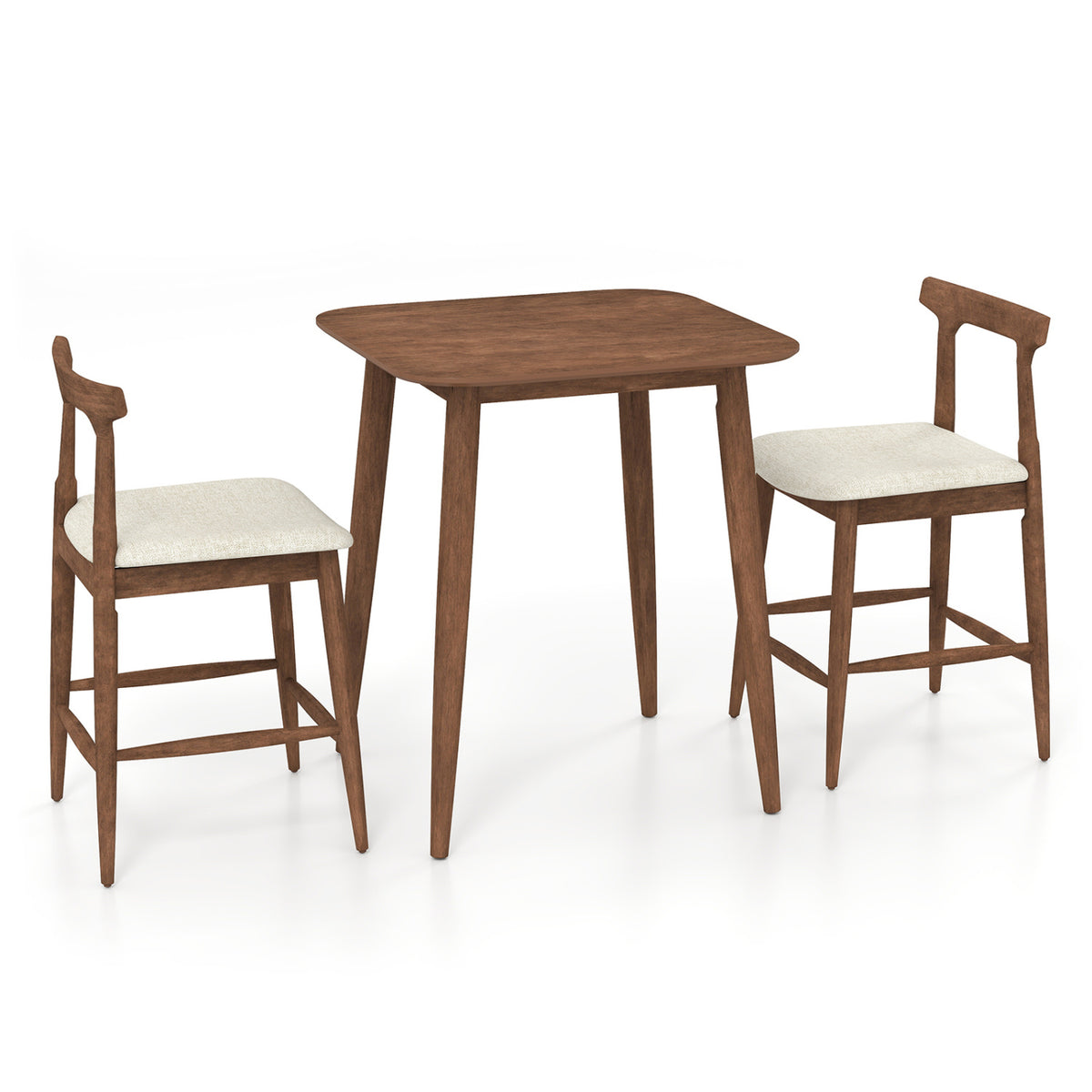 3 Pieces Bar Table and Chairs Counter Height Kitchen Table with 2 Bar Stools