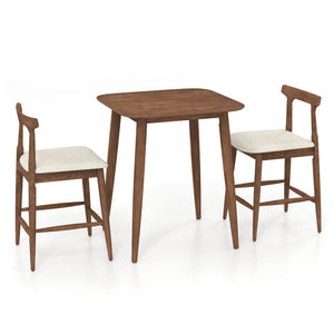 3 Pieces Bar Table and Chairs Counter Height Kitchen Table with 2 Bar Stools