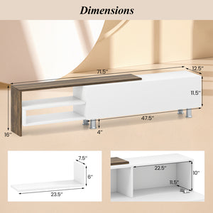 3 Pieces Farmhouse TV Stand for TVs up to 80 Inch with Cabinet and Compartments-White