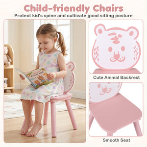 3 Pieces Kids Table and Chairs Set with Animal Patterns for Kids