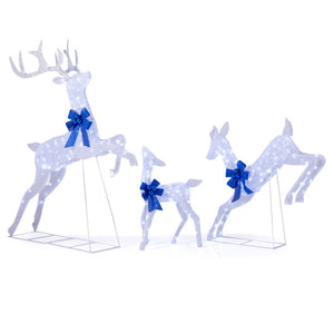 3 Pieces Lighted Christmas Reindeer Family Set with 255 Lights-White
