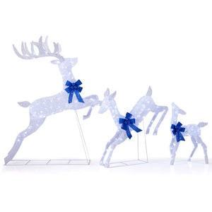 3 Pieces Lighted Christmas Reindeer Family Set with 255 Lights-White