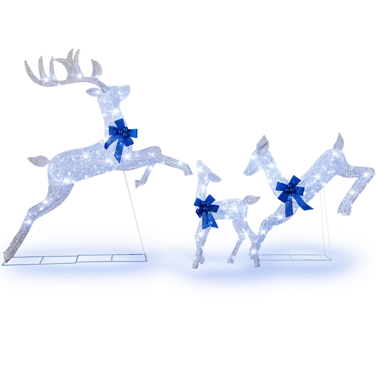 3 Pieces Lighted Christmas Reindeer Family Set with 255 Lights-White