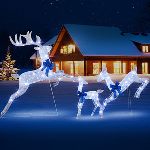 3 Pieces Lighted Christmas Reindeer Family Set with 255 Lights-White