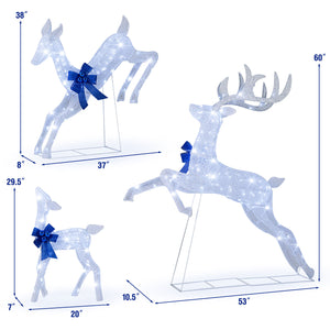 3 Pieces Lighted Christmas Reindeer Family Set with 255 Lights-White
