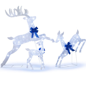 3 Pieces Lighted Christmas Reindeer Family Set with 255 Lights-White