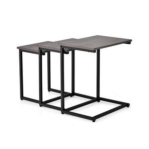 3 Pieces Multifunctional Coffee End Table Set-Oak