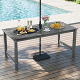 3 Pieces Outdoor Dining Table Set with 2 Benches-Gray