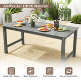 3 Pieces Outdoor Dining Table Set with 2 Benches-Black