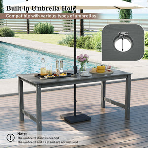 3 Pieces Outdoor Dining Table Set with 2 Benches-Gray