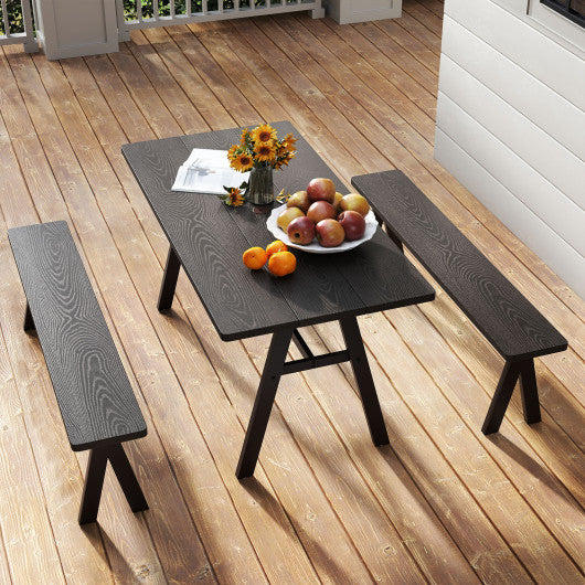 3 Pieces Outdoor Picnic Table and Benches Set for 6 People