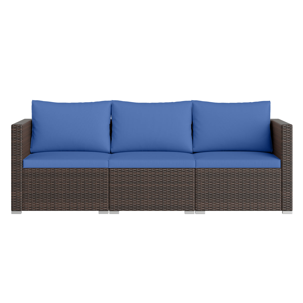 3 Pieces Outdoor Sectional Sofa Set with Soft Cushions-Navy