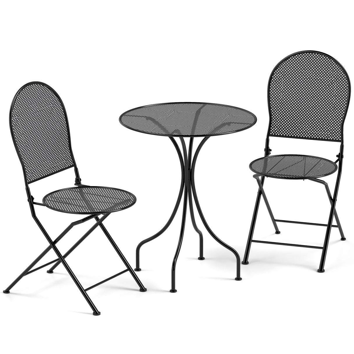 3 Pieces Patio Bistro Set Outdoor Conversation Furniture Table and Folding Chair