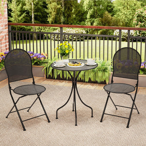 3 Pieces Patio Bistro Set Outdoor Conversation Furniture Table and Folding Chair