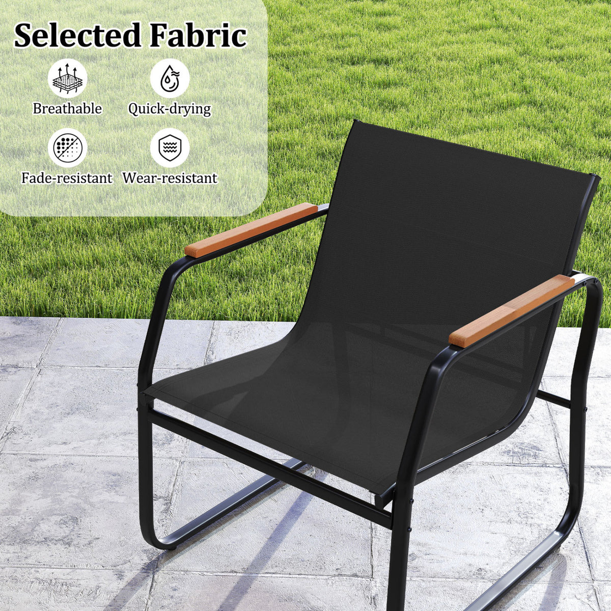 3 Pieces Patio Furniture Set Outdoor Bistro Conversation Set-Black