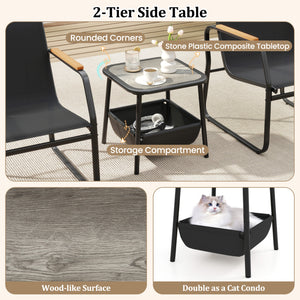 3 Pieces Patio Furniture Set Outdoor Bistro Conversation Set-Black