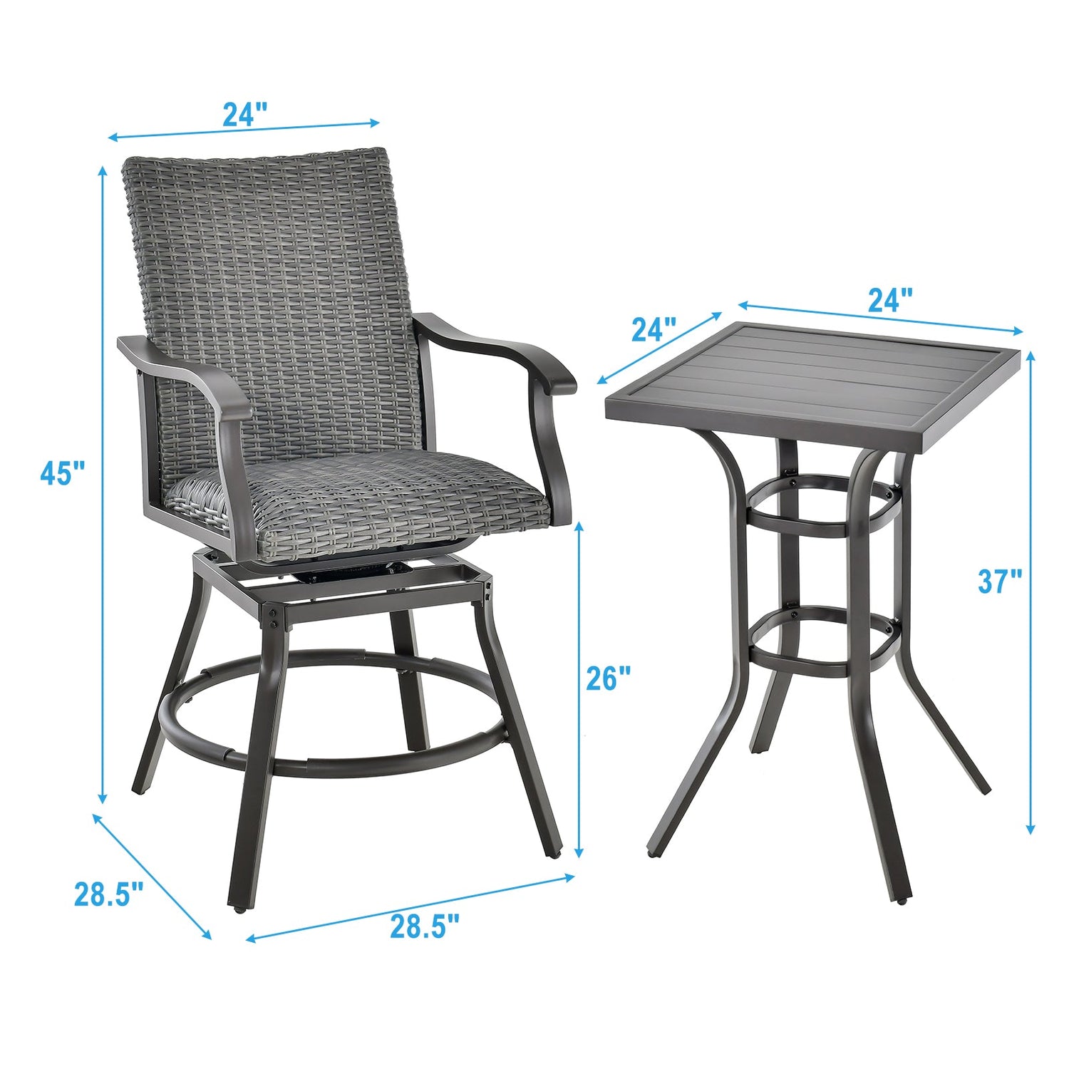 3 Pieces Swivel Bar Set with 4D Air Fiber Cushion by DirectDeals