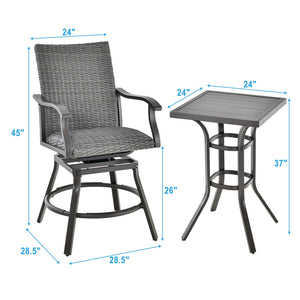 3 Pieces Swivel Bar Set with 4D Air Fiber Cushion by DirectDeals