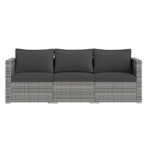 3 Pieces Patio Sectional Sofa Set PE Rattan Modular Couch Furniture Set with Soft Cushions-Black
