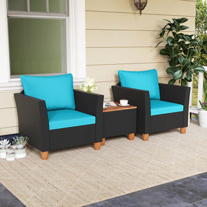 3 Pieces Outdoor Patio Rattan Furniture Set-Navy
