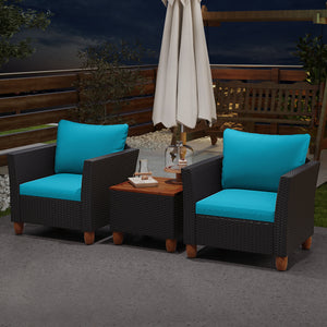 3 Pieces Outdoor Patio Rattan Furniture Set-Navy