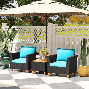 3 Pieces Outdoor Patio Rattan Furniture Set-Navy