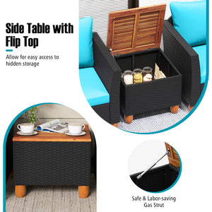 3 Pieces Outdoor Patio Rattan Furniture Set-Navy