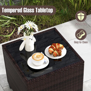 3 Pieces Rattan Patio Furniture Set with Washable Cushion-Gray
