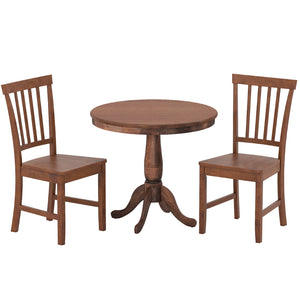 3 Pieces Wooden Dining Table and Chair Set for Cafe Kitchen Living Room