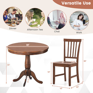 3 Pieces Wooden Dining Table and Chair Set for Cafe Kitchen Living Room