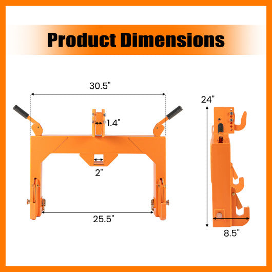 3-Point Quick Hitch with 5 Level Adjustable Bolt for Farming-Orange