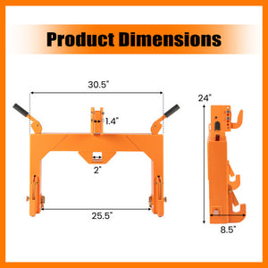 3-Point Quick Hitch with 5 Level Adjustable Bolt for Farming-Orange