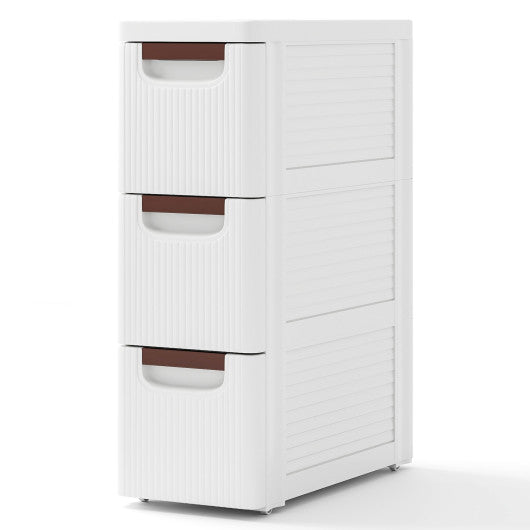 3/4/5/6-Drawer Rolling Organizer Unit Narrow Storage Cabinet with Built-In Wheels for Small Space-3-Drawer