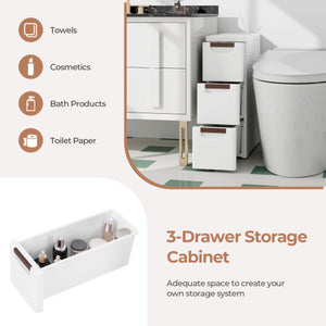 3/4/5/6-Drawer Rolling Organizer Unit Narrow Storage Cabinet with Built-In Wheels for Small Space-3-Drawer