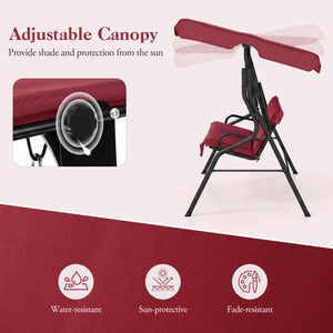 3 Seat Outdoor Patio Canopy Swing with Cushioned Steel Frame
